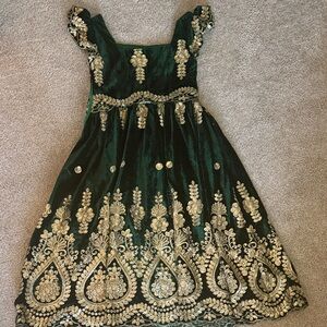 Green and Gold Embroidered Dress